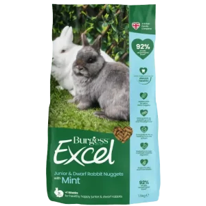 Burgess Excel Junior og dværgkaniner – med mint 1,5 kg.