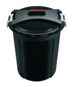 Fodertønde med låg og lås – 46 liter